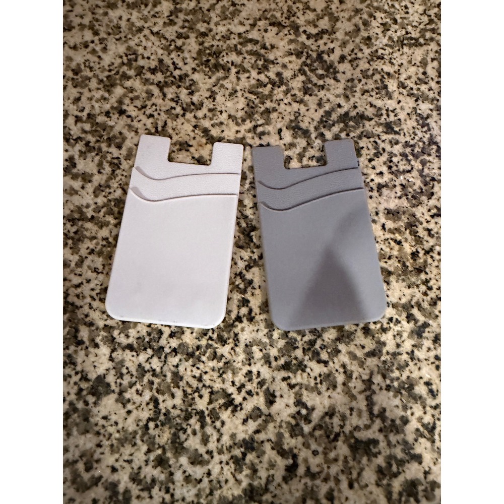 2 Pack Silicone Adhesive Cell Phone Wallet Stick On Card Holder White Grey Set